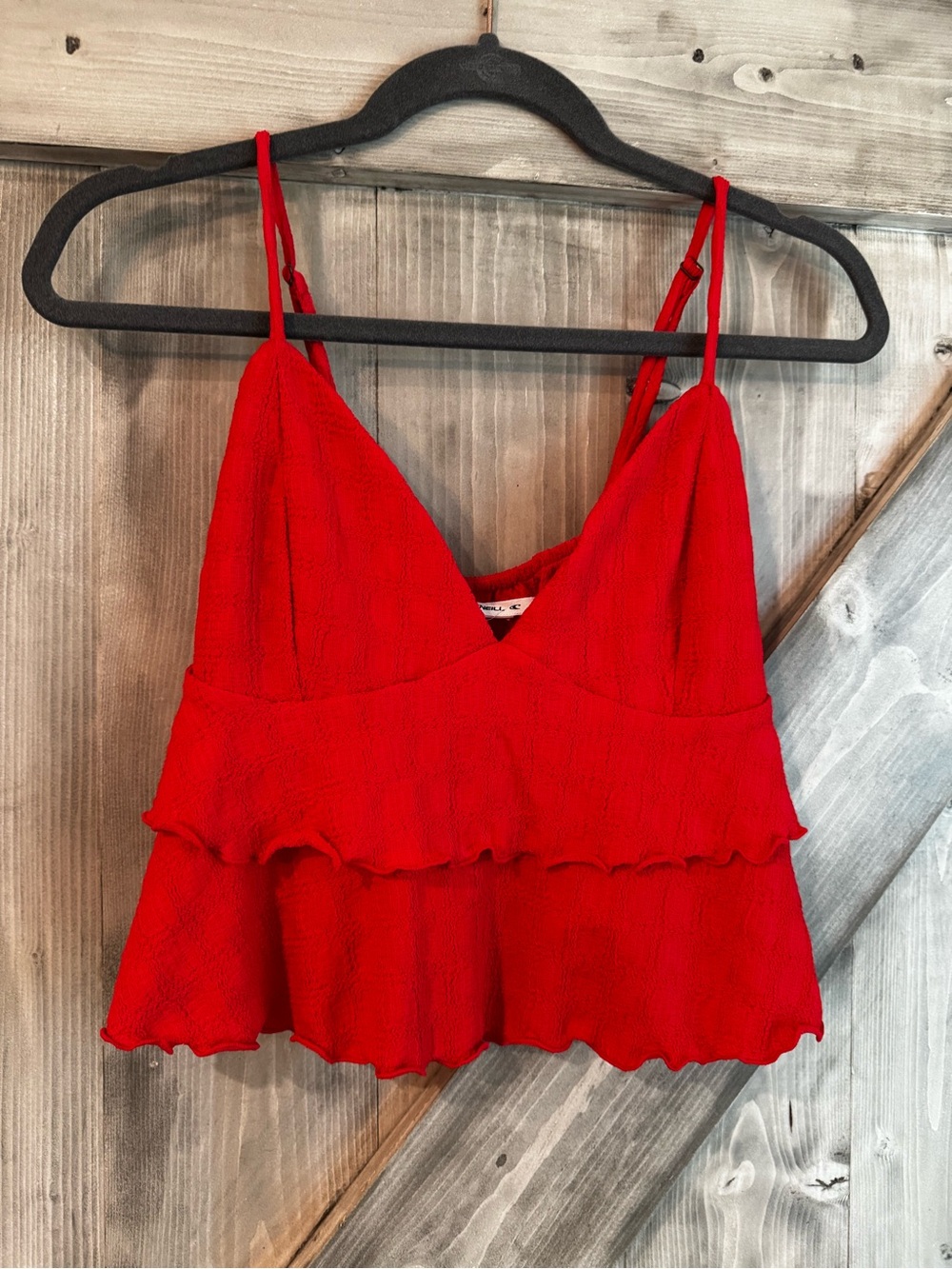 O'Neill Bright Red Ruffle Tiered Camisole